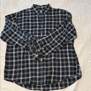 Brooks Brothers Navy and Yellow Plaid Shirt